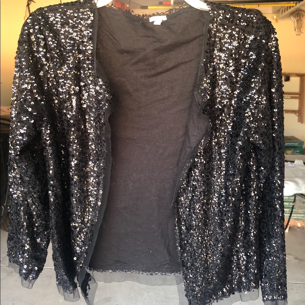 J crew sz small black beaded top - Picture 1 of 3